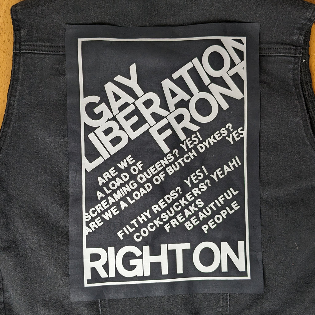 Gay Liberation Front vintage style sew-on back patch