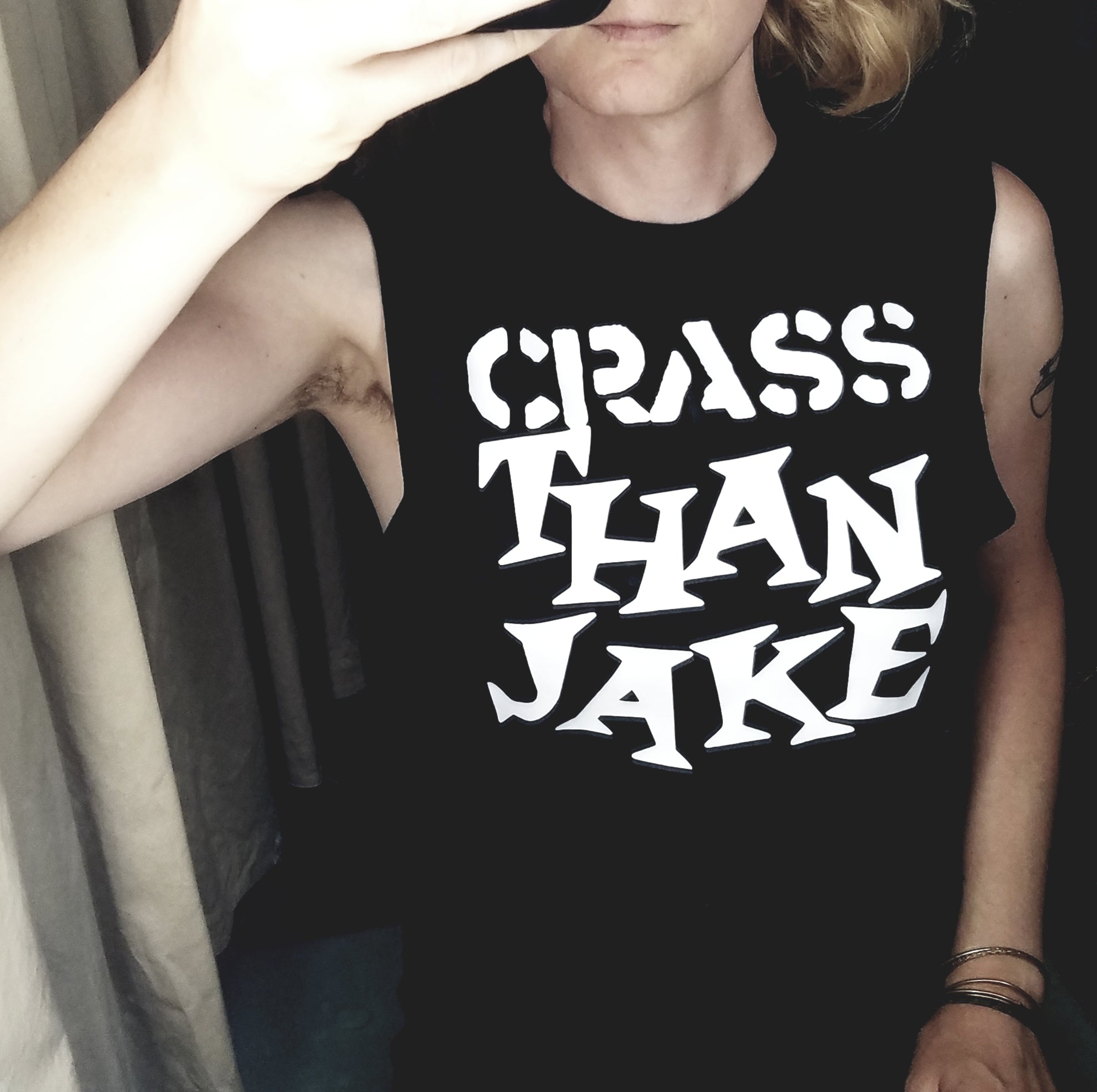 CRASS THAN JAKE shirt with sleeves cut off