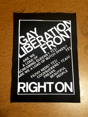 Gay Liberation Front vintage style sew-on back patch
