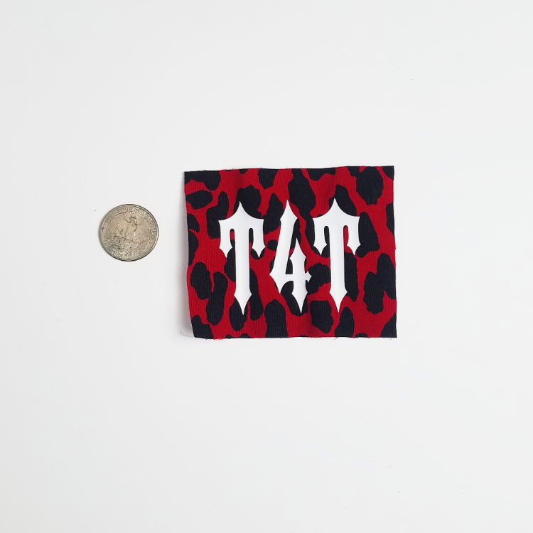 T4T metal font red leopard patch